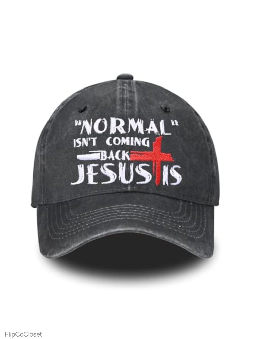 Vintage Wash Distressed Denim Baseball Cap - Embroidered Adjustable Trucker Hat